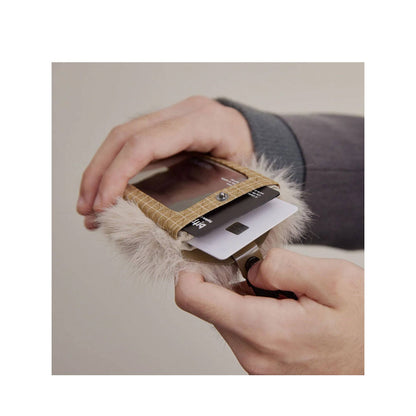 Bitplay Furry Badge Card Holder with Circle Buckle- Plush Velvet Fabric - Forexengineer -Malaysia