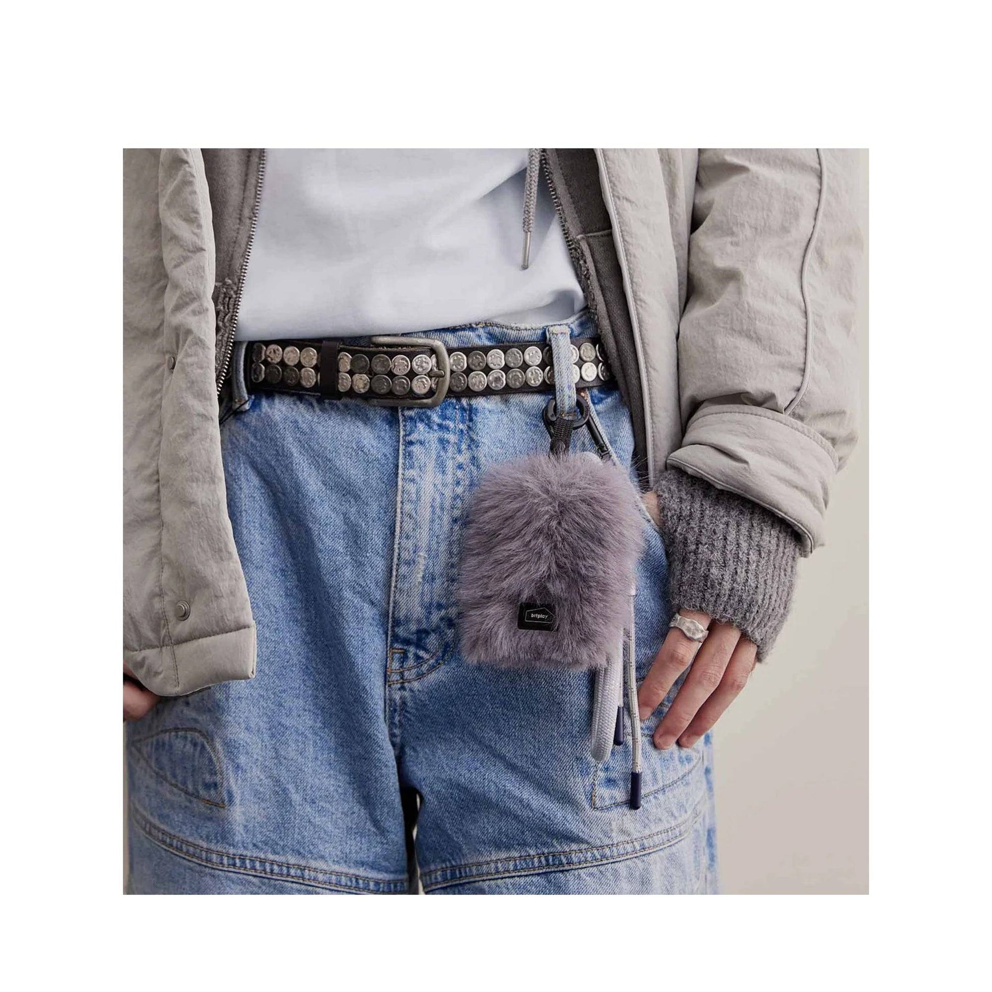Bitplay Furry Badge Card Holder with Circle Buckle- Plush Velvet Fabric - Forexengineer -Malaysia