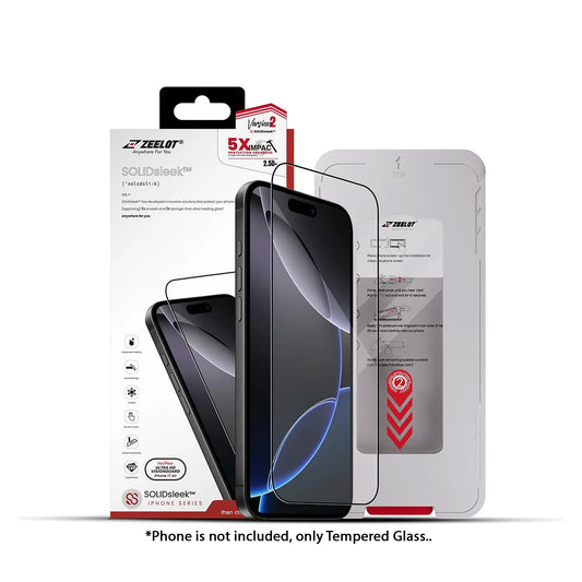 ZEELOT SOLIDsleek V2 ( 2.5D+ ) for iPhone 17 Series ( with EasyFit Installation Kit ) - Ultra HD VisionGuard