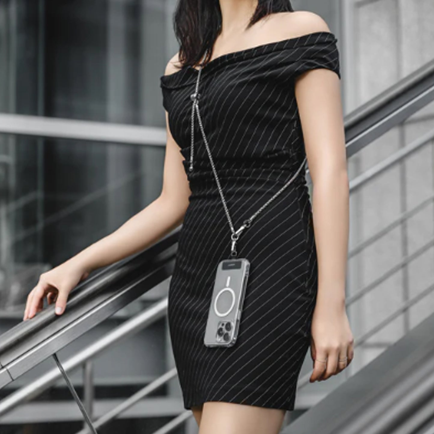 MAGEASY Metal Chain Strap + Strap Card Phone Lanyard