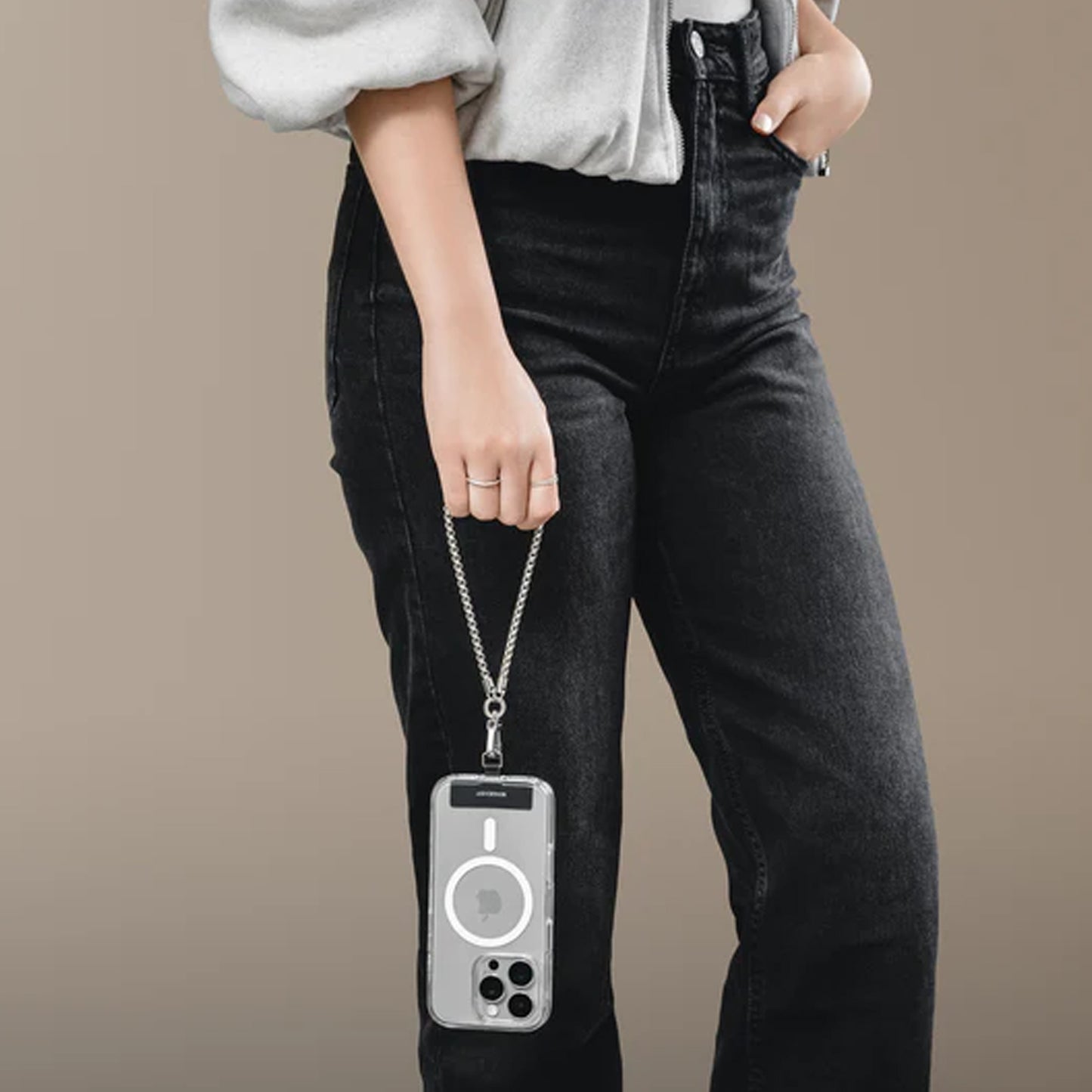 MAGEASY Metal Chain Wrist Strap 4.5mm + Strap Card Phone Lanyard