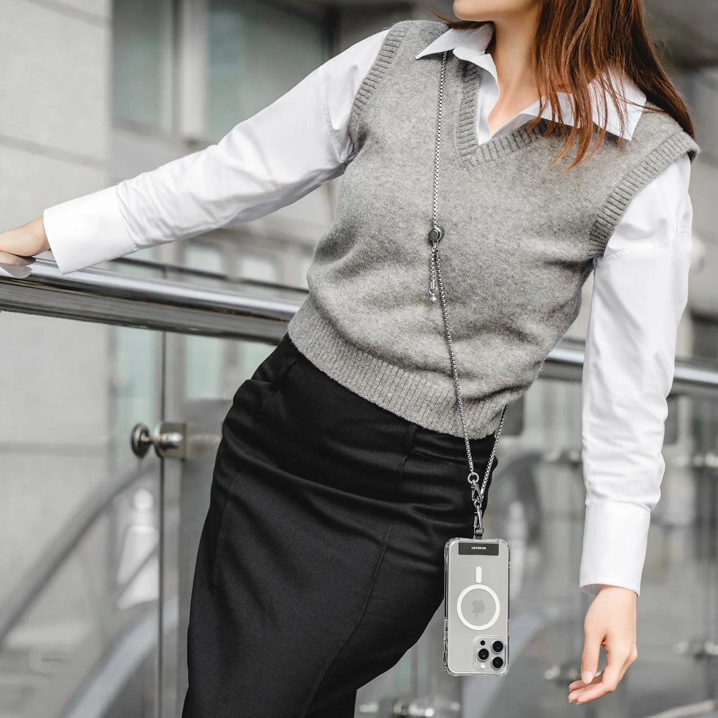 MAGEASY Metal Chain Strap + Strap Card Phone Lanyard