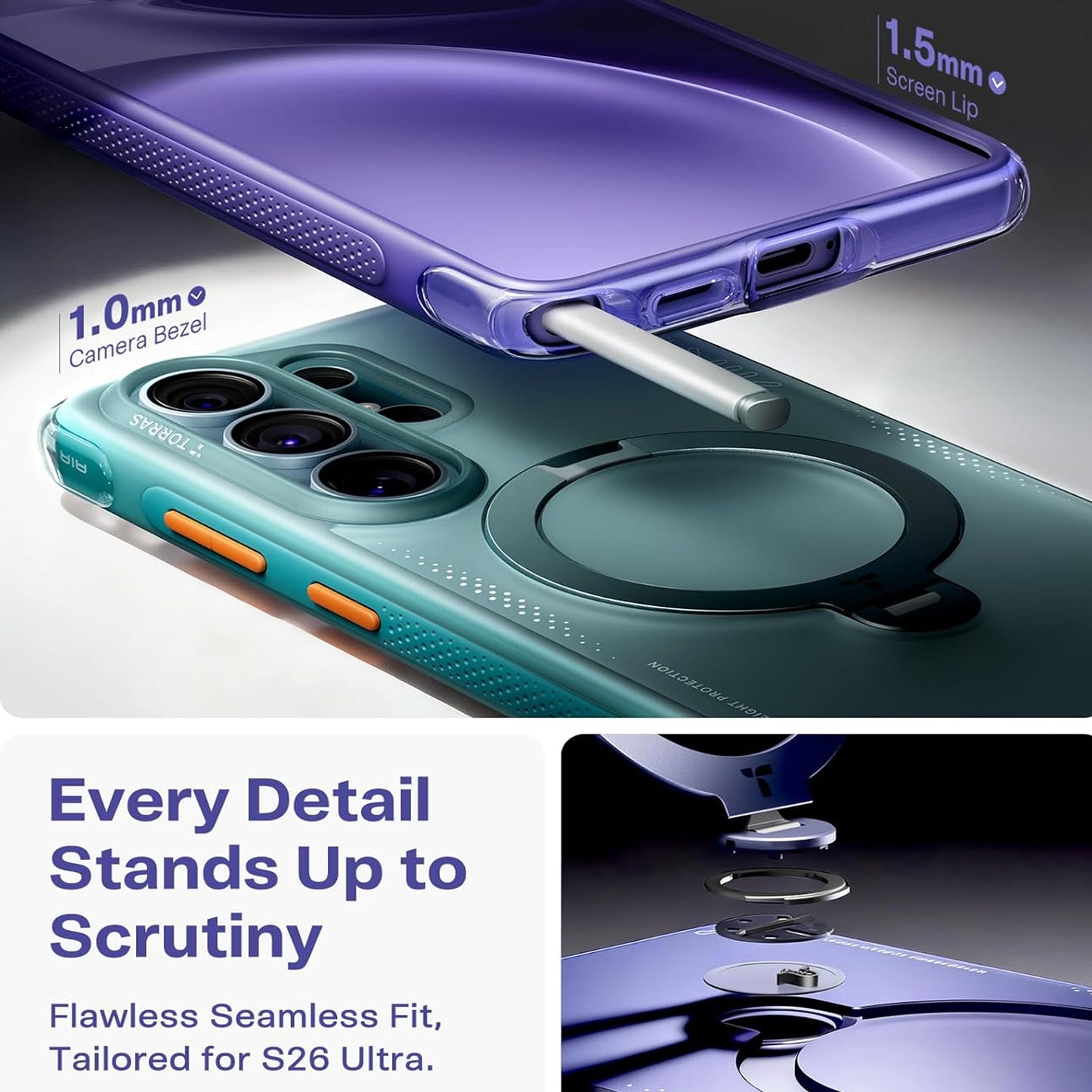 TORRAS Ostand Q3 Air Magnetic Case for Samsung Galaxy S26 Ultra - 360° Rotating Stand