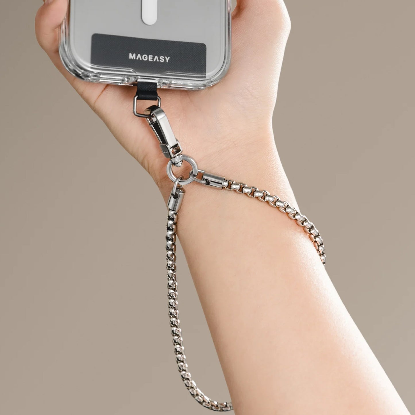 MAGEASY Metal Chain Wrist Strap 4.5mm + Strap Card Phone Lanyard