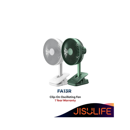 JisuLife Desk + Clip Fan Oscillating Fan FA13R 8000mAh Battery 4 Wind Speed Rotating Use Up to 28 Hours Cool - Forexengineer -Malaysia- 6972154737542-6972154737559
