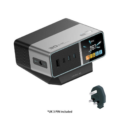 CUKTECH 30 Ultra Charging Station 300W Max 5 Port Fast GaN Charger ( Type C / USB-A / DC Port )