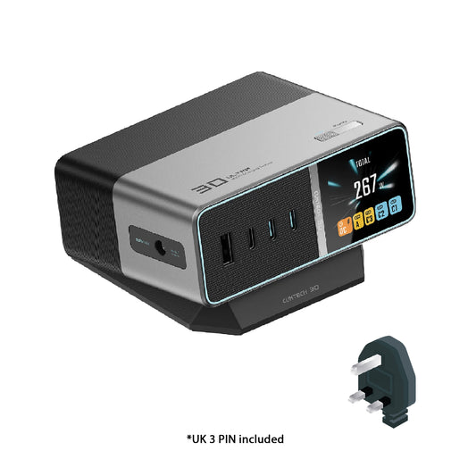 CUKTECH 30 Ultra Charging Station 300W Max 5 Port Fast GaN Charger ( Type C / USB-A / DC Port )