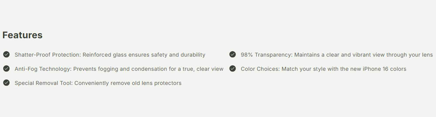 Rhinoshield Lens Protector for iPhone 15 Series - 9H Tempered Glass Lens Protector