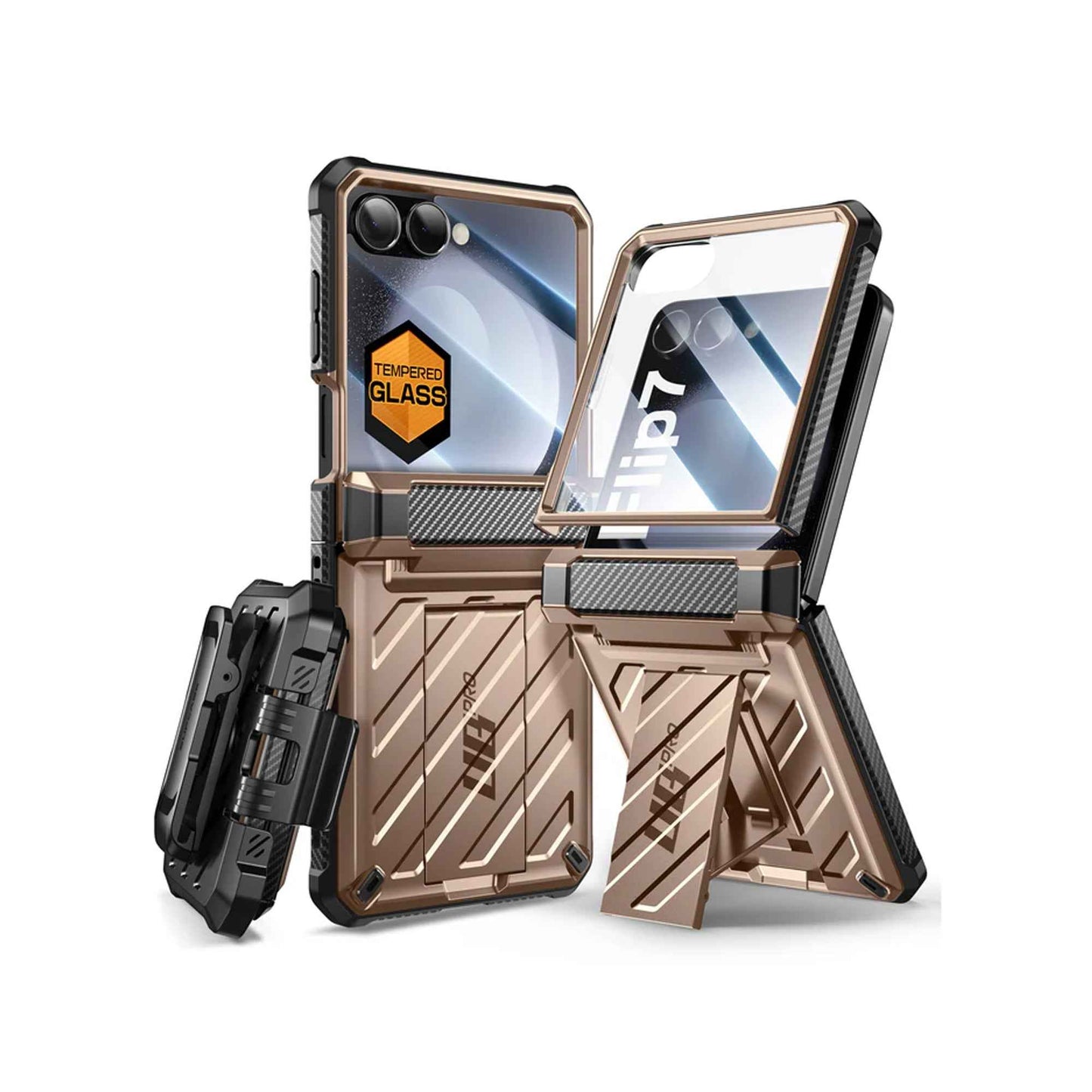 SUPCASE UB Pro for Samsung Galaxy Z Flip 7 with Build-in Screen Protector Hinge Kickstand and Clip Holster Included
