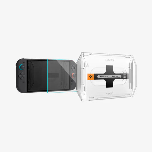 [2 Pack] Spigen Tempered GLAS.tR EZ Fit for Nintendo Switch 2 with Auto-alignment Installation Tray