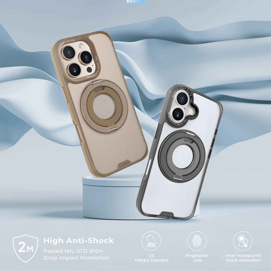 Hoda ROUGH Magnet with 360° Foldable Rotating Ring-holder Stand for iPhone 16 Series