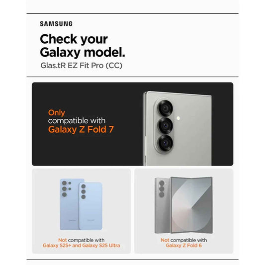 [2 Pack] Spigen Tempered Glass Glas.tR EZ Fit Pro HD for Samsung Galaxy Z Fold 7