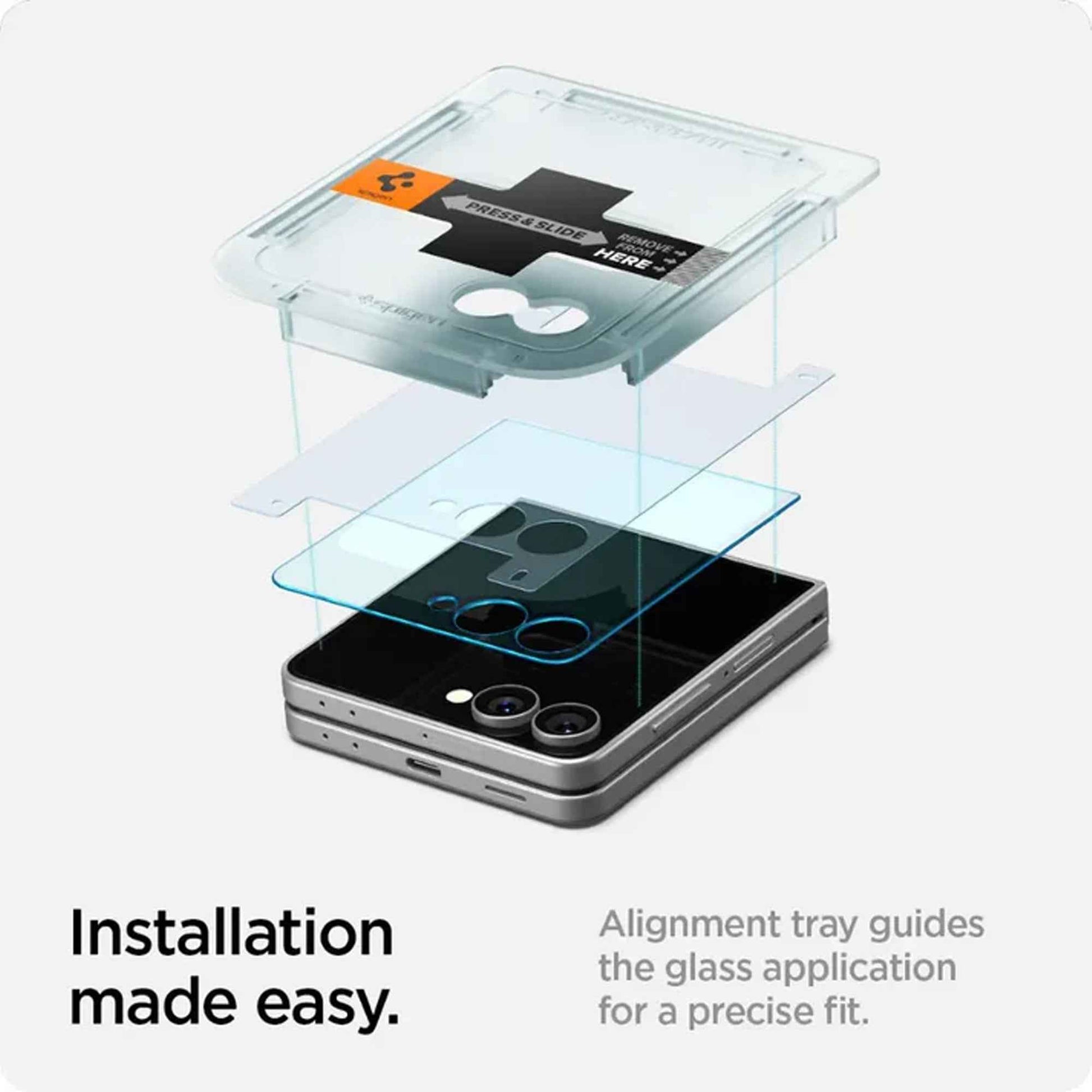 [2 Pack] Spigen Tempered Glass Glas.tR EZ Fit Pro HD for Samsung Galaxy Z Flip 7