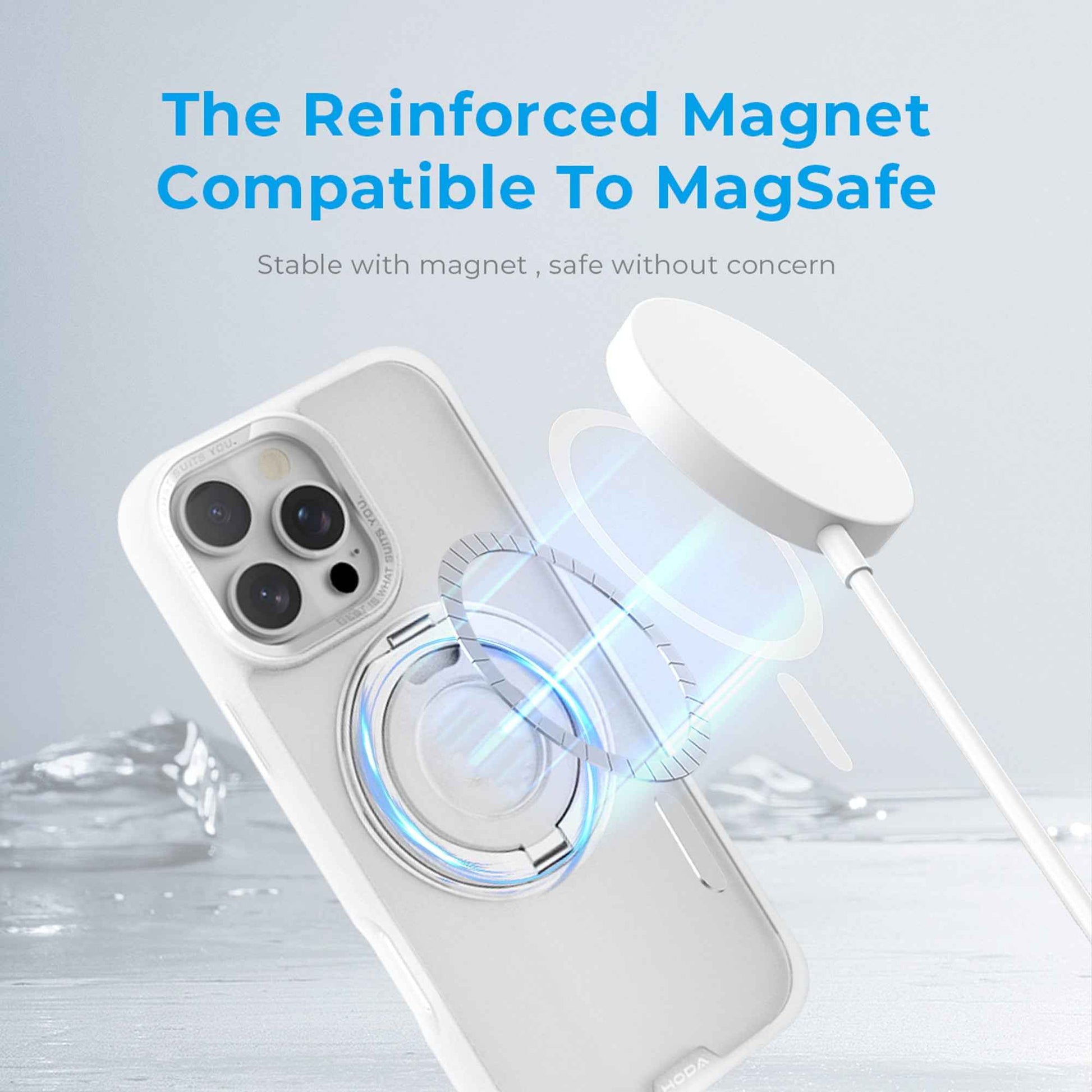 Hoda ROUGH Magnet with 360° Foldable Rotating Ring-holder Stand for iPhone 16 Series