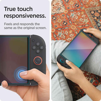 [2 Pack] Spigen Tempered GLAS.tR EZ Fit for Nintendo Switch 2 with Auto-alignment Installation Tray