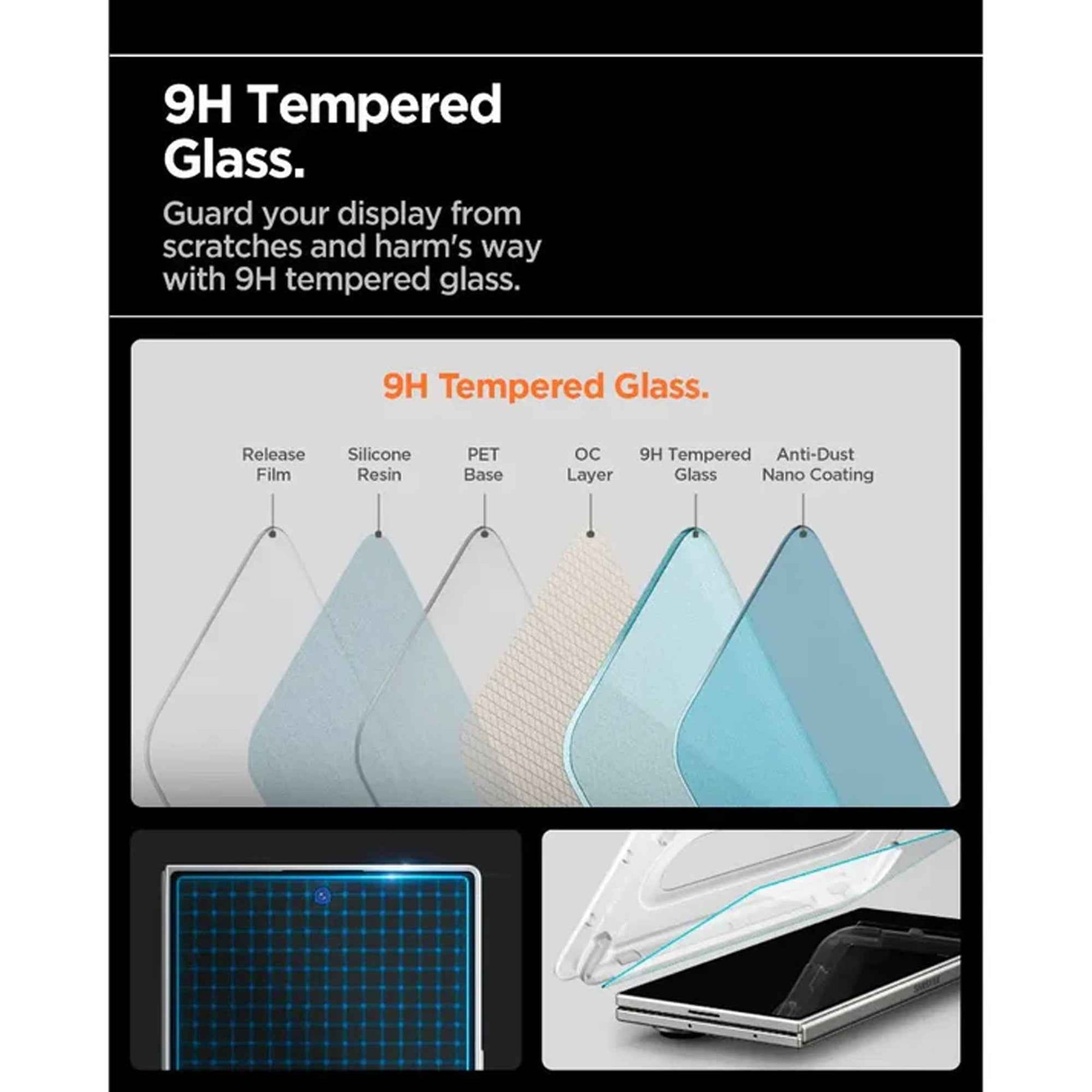 [2 Pack] Spigen Tempered Glass Glas.tR EZ Fit Pro HD for Samsung Galaxy Z Fold 7