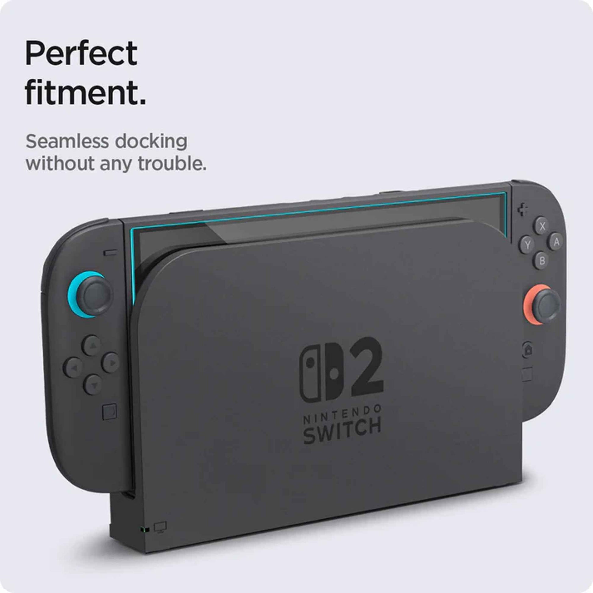 [2 Pack] Spigen Tempered GLAS.tR EZ Fit for Nintendo Switch 2 with Auto-alignment Installation Tray