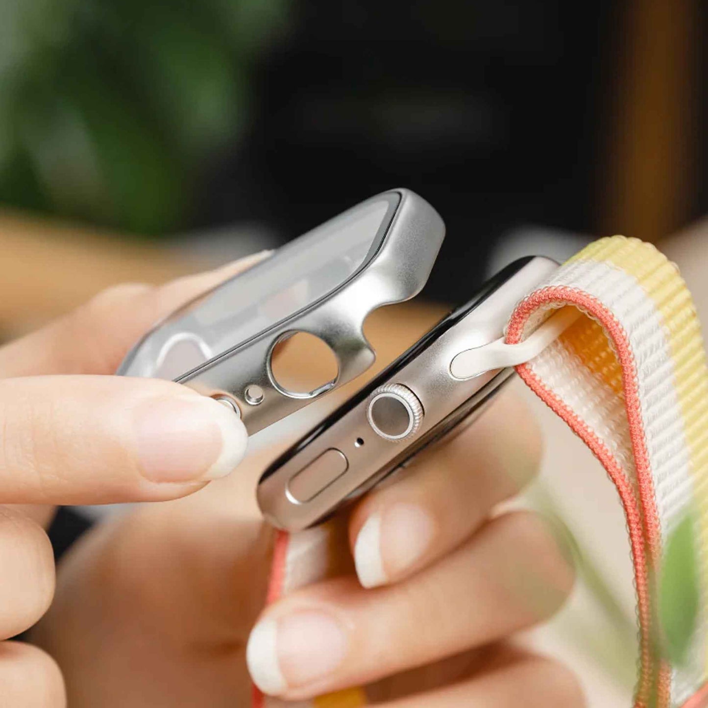 SwitchEasy Hybrid Case for Apple Watch 45mm ( Series 9 / 8 / 7 ) 9H Tempered Glass Case with Build-In Screen Protector