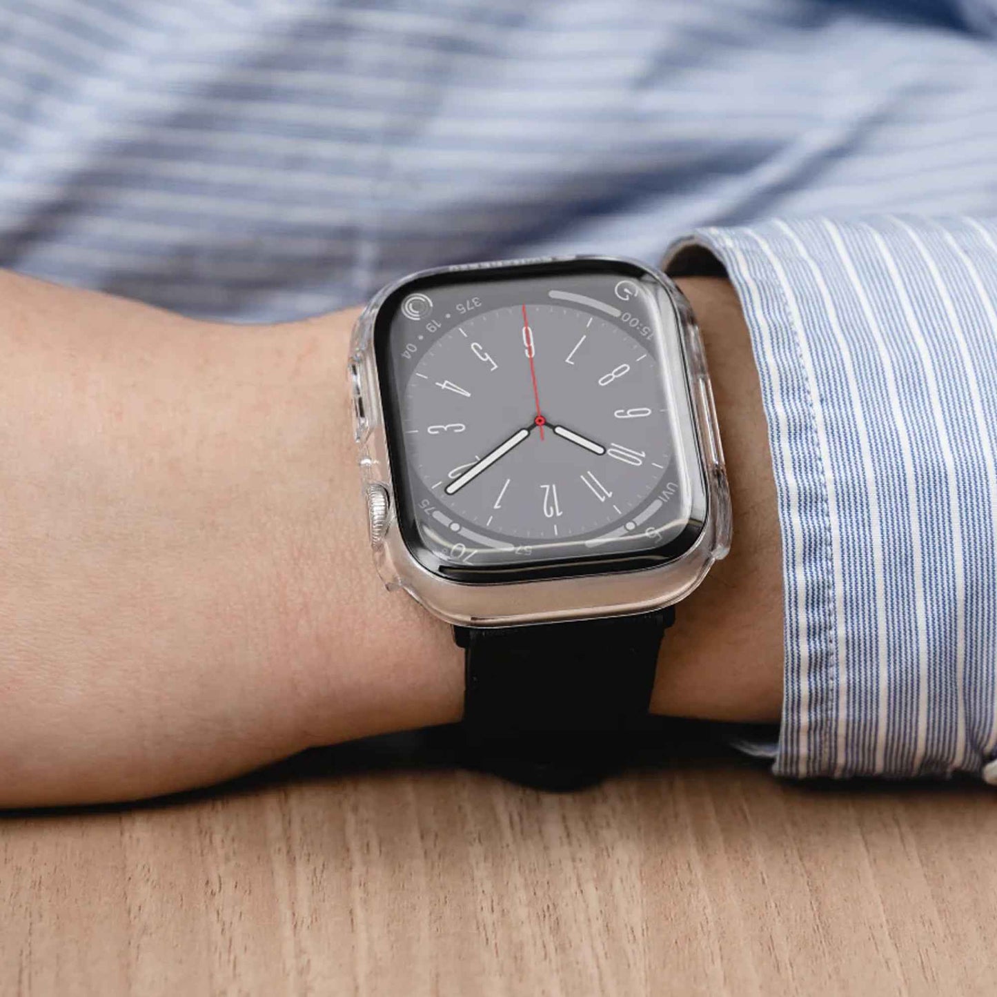 SwitchEasy Hybrid Case for Apple Watch 45mm ( Series 9 / 8 / 7 ) 9H Tempered Glass Case with Build-In Screen Protector