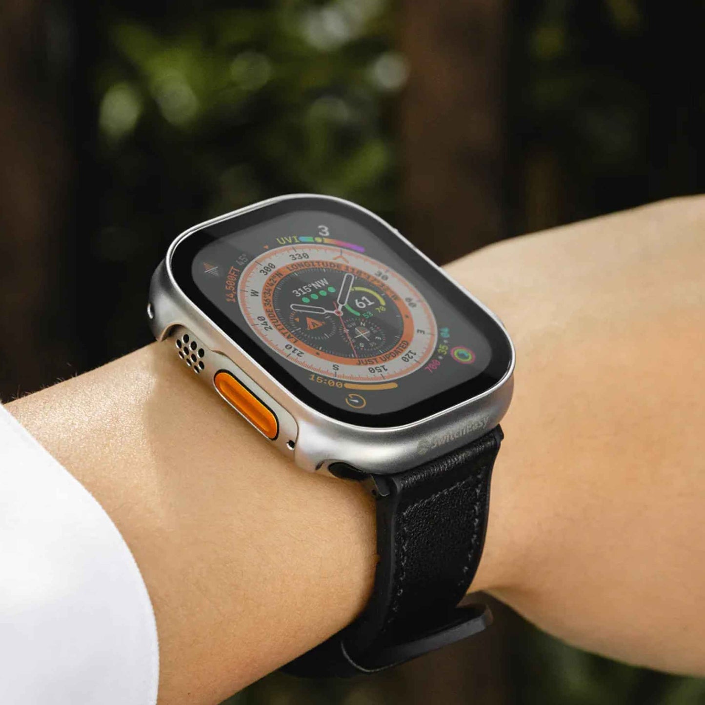 SwitchEasy Hybrid Case for Apple Watch 45mm ( Series 9 / 8 / 7 ) 9H Tempered Glass Case with Build-In Screen Protector