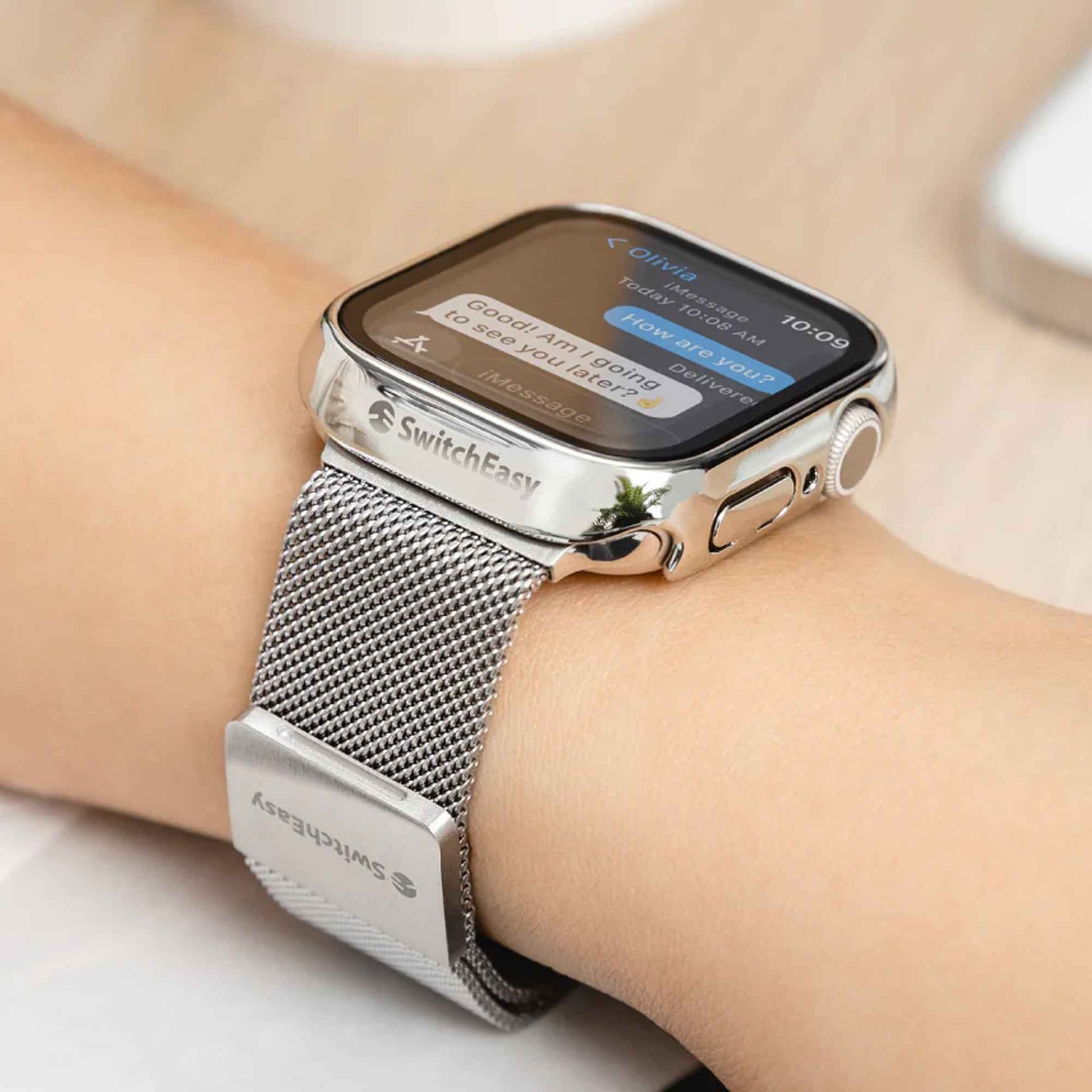 SwitchEasy Hybrid Case for Apple Watch 45mm ( Series 9 / 8 / 7 ) 9H Tempered Glass Case with Build-In Screen Protector