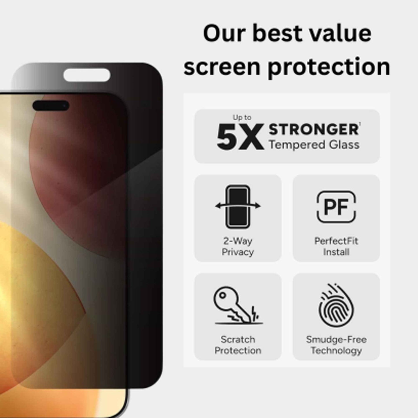 ZAGG Glass Elite Edge Privacy for iPhone 17 Pro Max / 17 Pro - 5X More Protective
