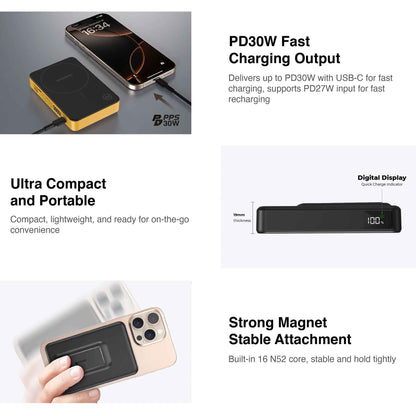 Mazer MagAir 20 Magnetic Qi2 Certified Power Bank with Buil-in Stand 10000mAh