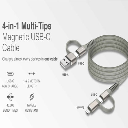 Mazer Infinite LINK Cobra 4-in-1 USB-C / USB-A / Lightning Magnetic Cable 1M / 2M