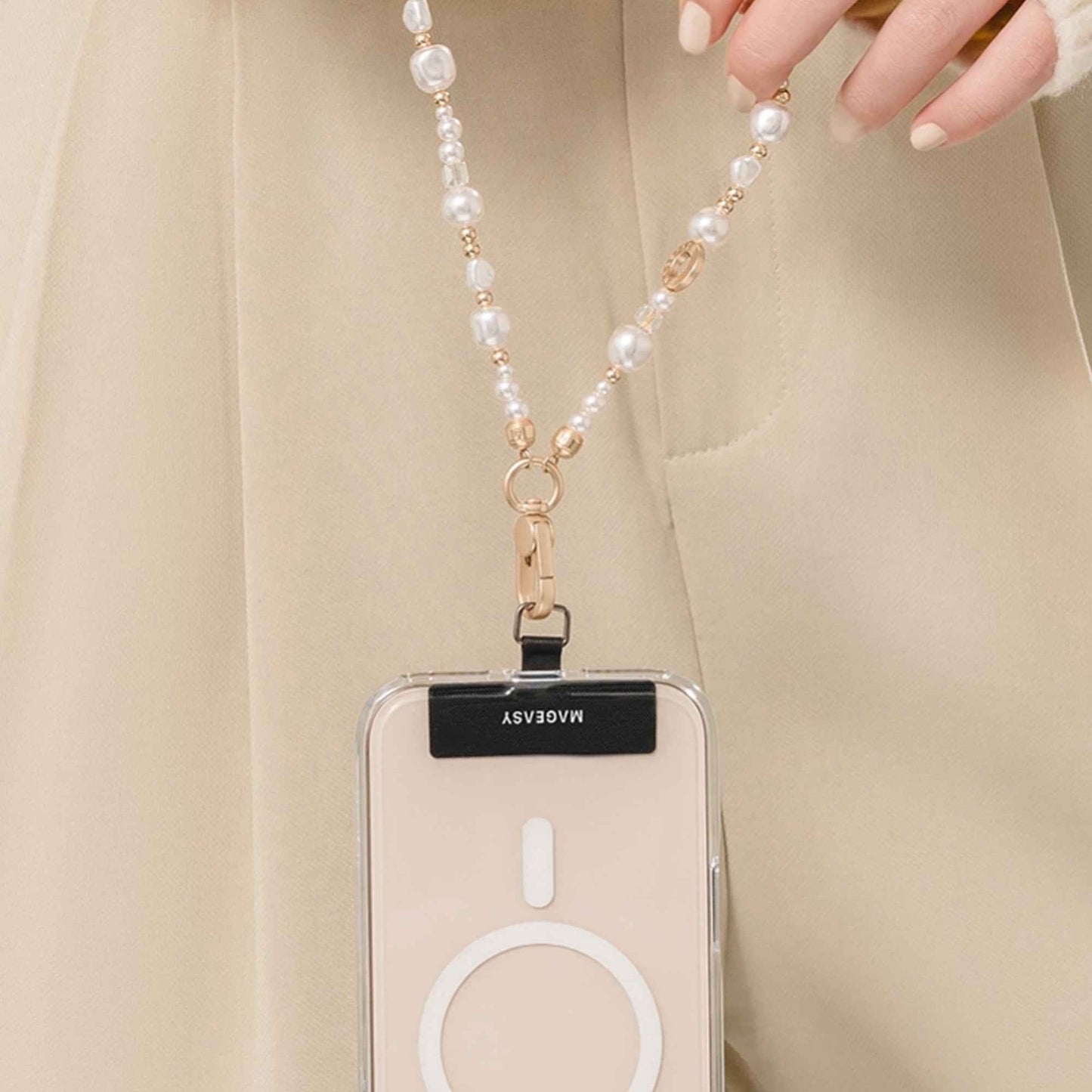 MAGEASY Beaded Wrist Strap with Strap Card & Charm Loop