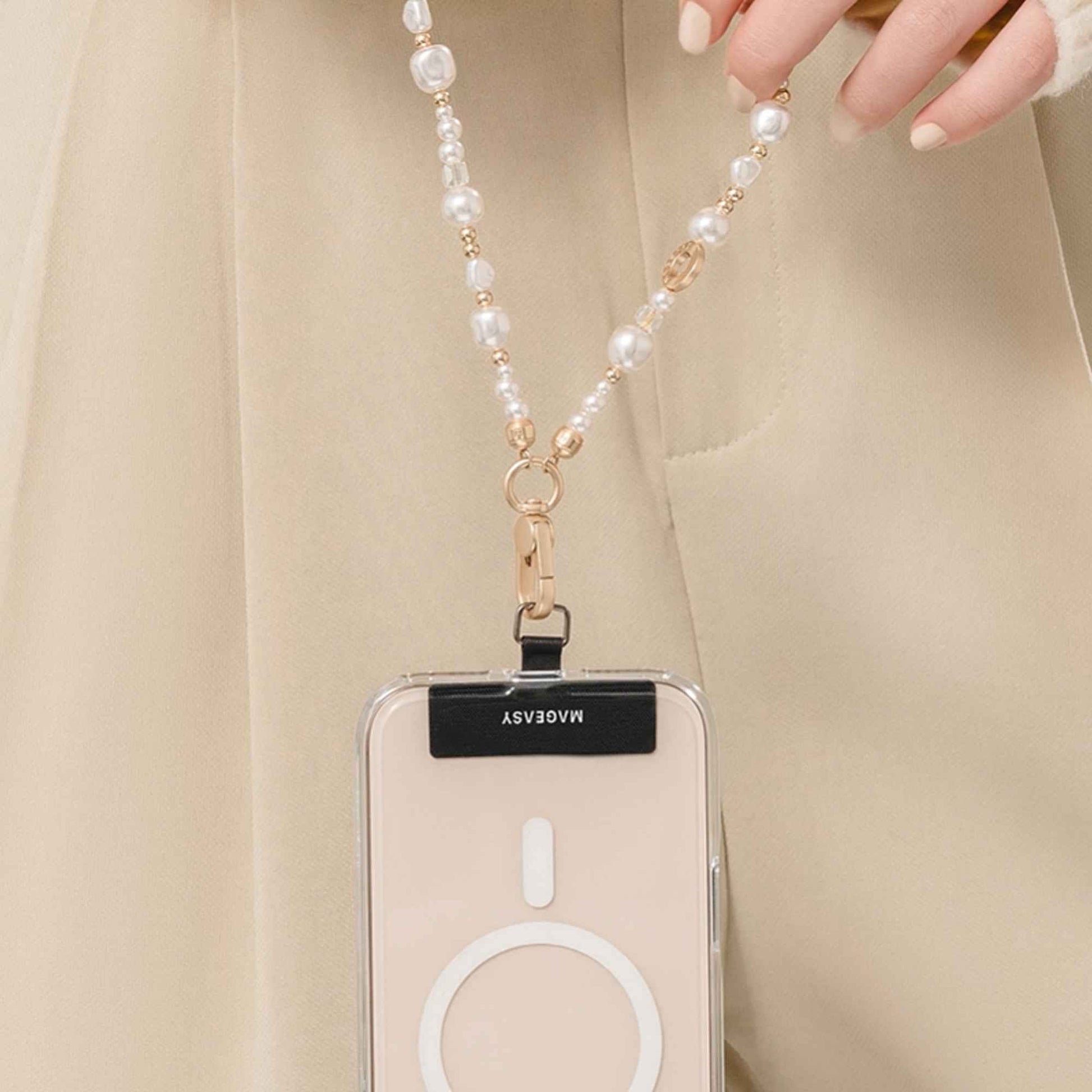 MAGEASY Beaded Wrist Strap with Strap Card & Charm Loop