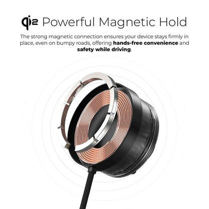 Mazer MagTap Pro 700 Qi2 Certified 15W Magnetic Wireless Charging Car Mount with Active Cooling System