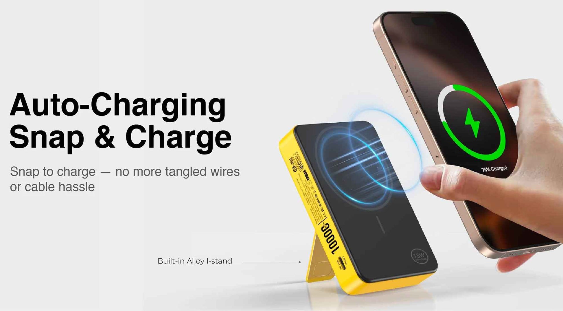 Mazer MagAir 20 Magnetic Qi2 Certified Power Bank with Buil-in Stand 10000mAh