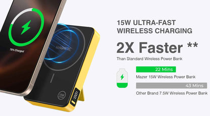 Mazer MagAir 20 Magnetic Qi2 Certified Power Bank with Buil-in Stand 10000mAh