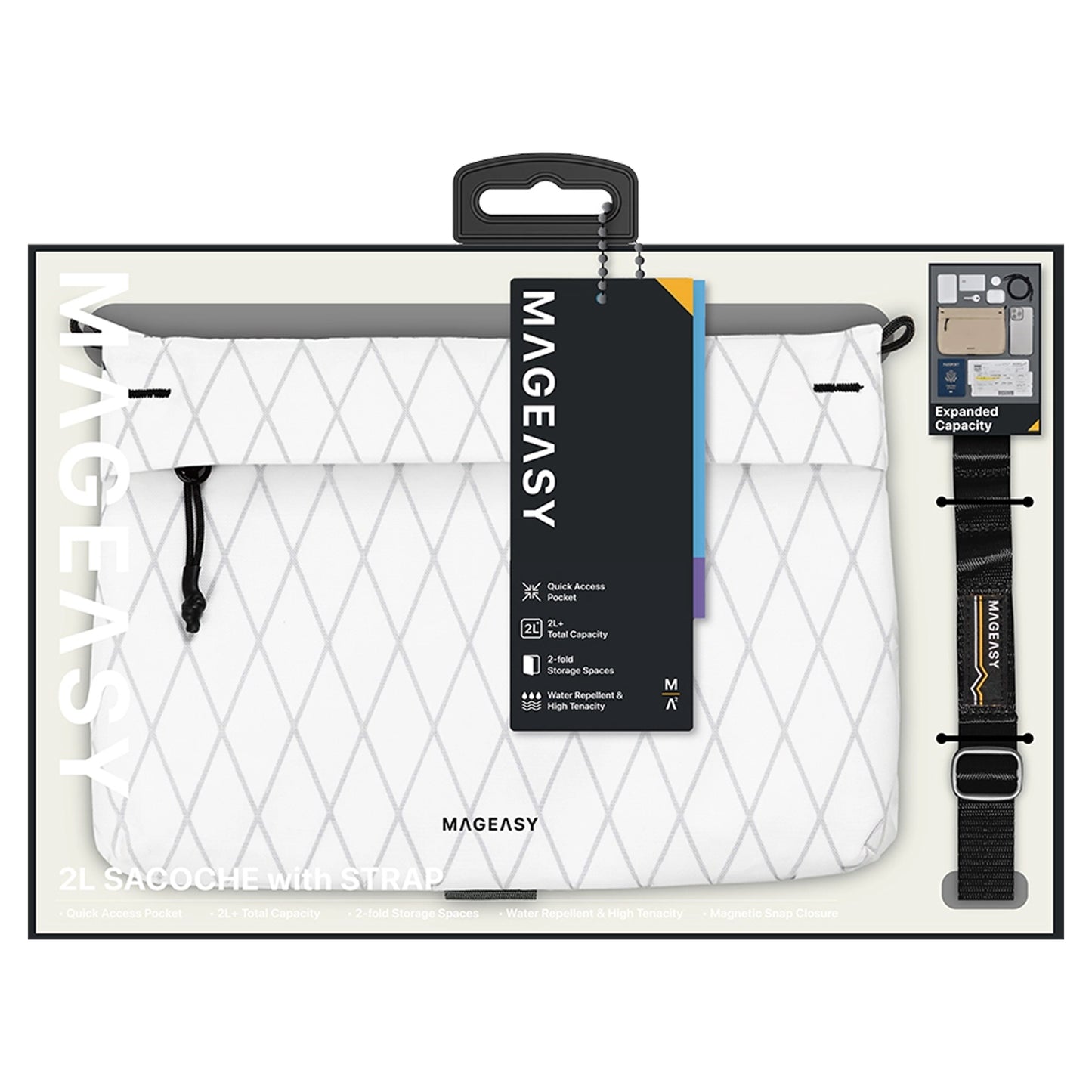 MAGEASY 2L Sacoche Utility Crossbody Bag + Strap Phone Lanyard 20mm.