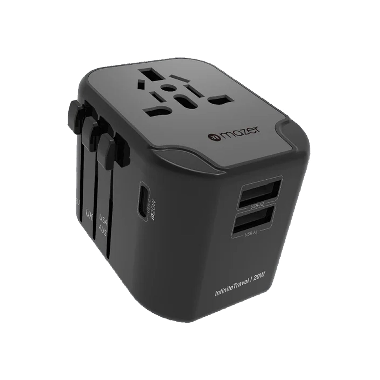 Mazer Infinite Travel PD20W Universal Travel Charger ( 3 USB Ports + 1 AC Socket )