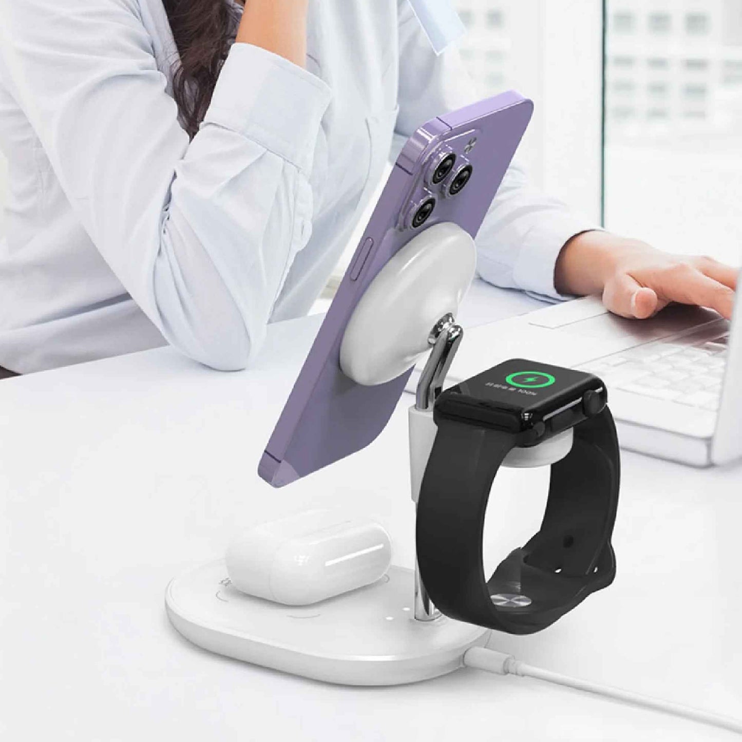 Mazer MagDesk 3-in-1 Magnetic Wireless Charger Stand 15W Ultra-Fast Charging