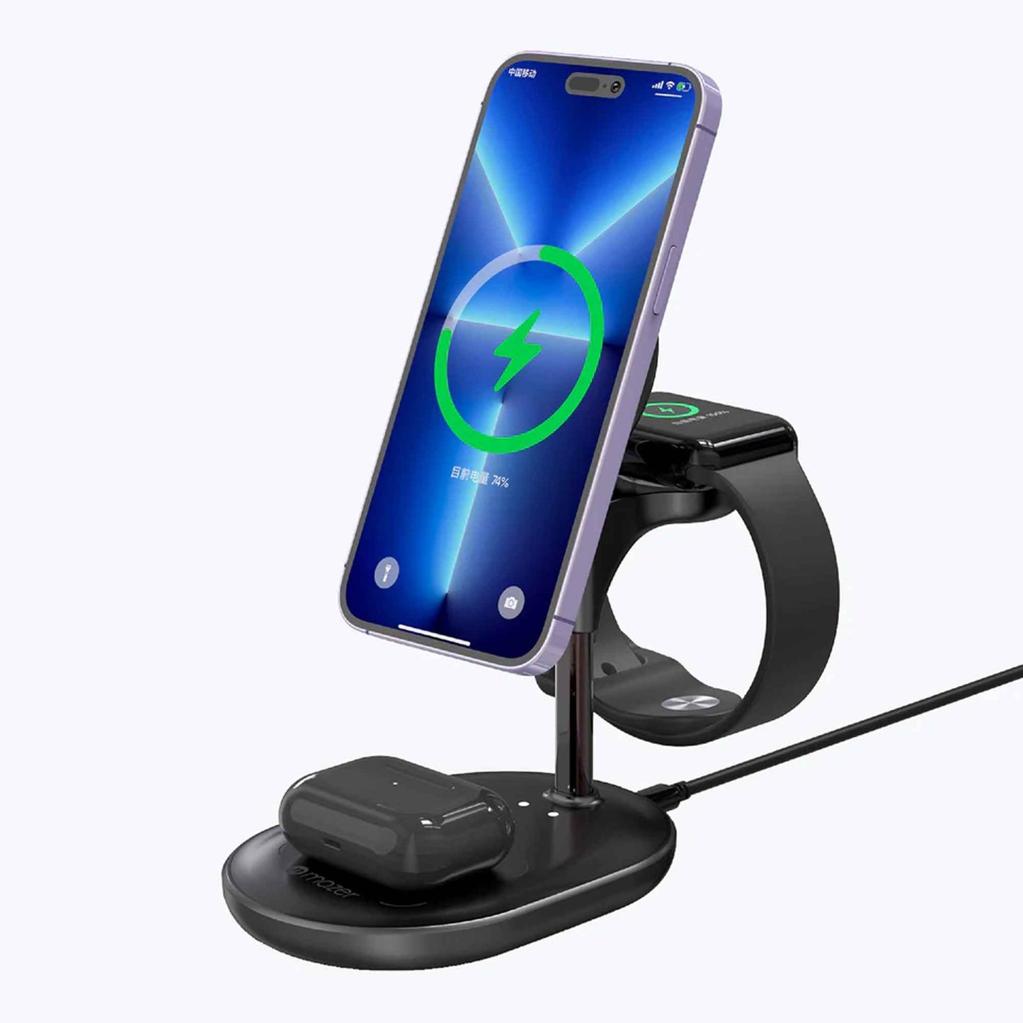 Mazer MagDesk 3-in-1 Magnetic Wireless Charger Stand 15W Ultra-Fast Charging