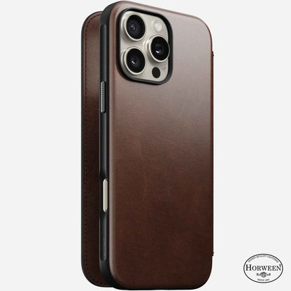 Nomad Modern Leather Folio Case for iPhone 16 Pro Max - Magsafe Compatible