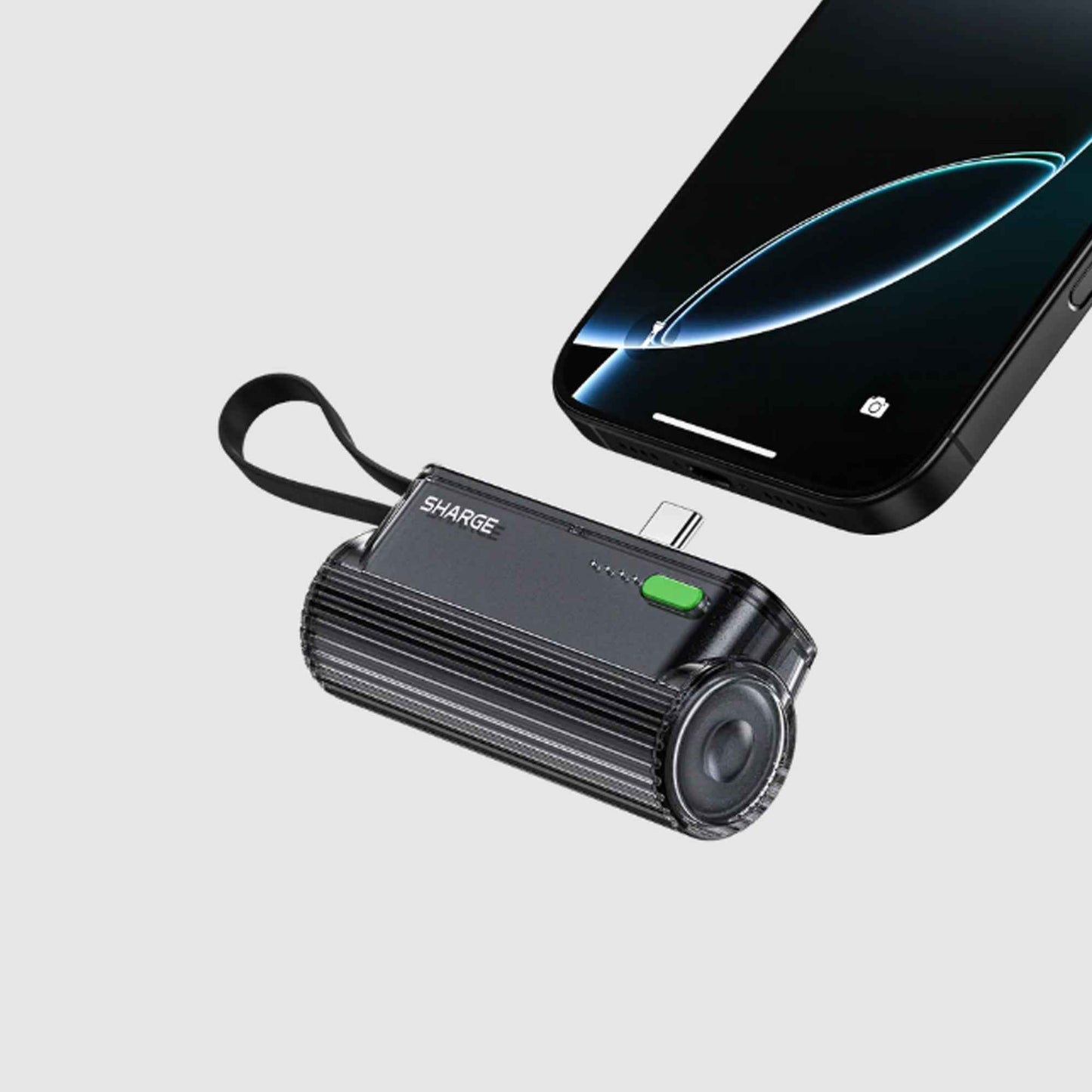 Sharge Flow Mini 2 - Swappable USB-C & Lightning Connector with Built-in USB-C Cable