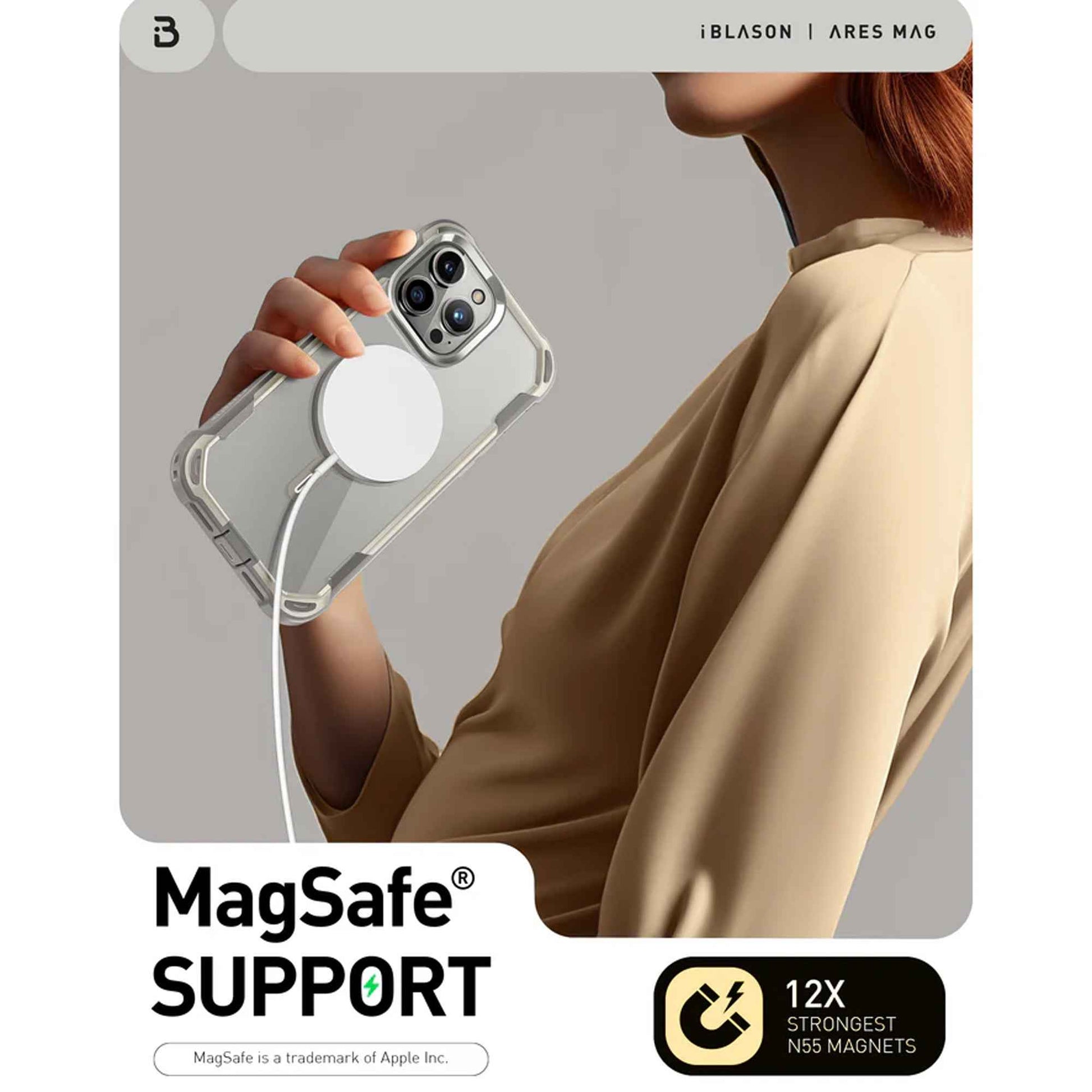 i-Blason Ares Mag Case for iPhone 15 Pro Max / 15 Pro with Built-in Screen Protector & MagSafe Compatible