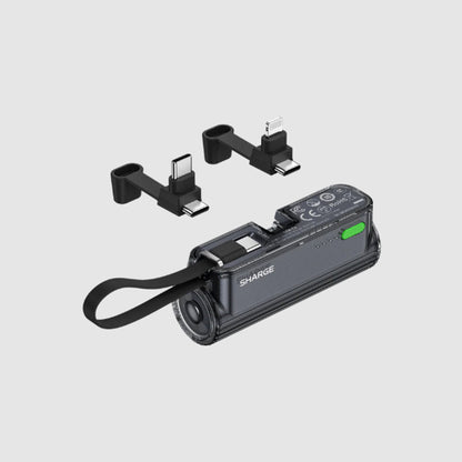 Sharge Flow Mini 2 - Swappable USB-C & Lightning Connector with Built-in USB-C Cable