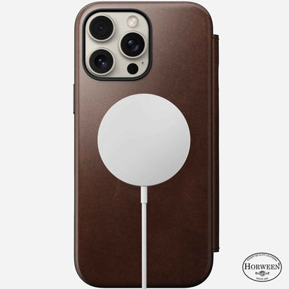 Nomad Modern Leather Folio Case for iPhone 16 Pro Max - Magsafe Compatible