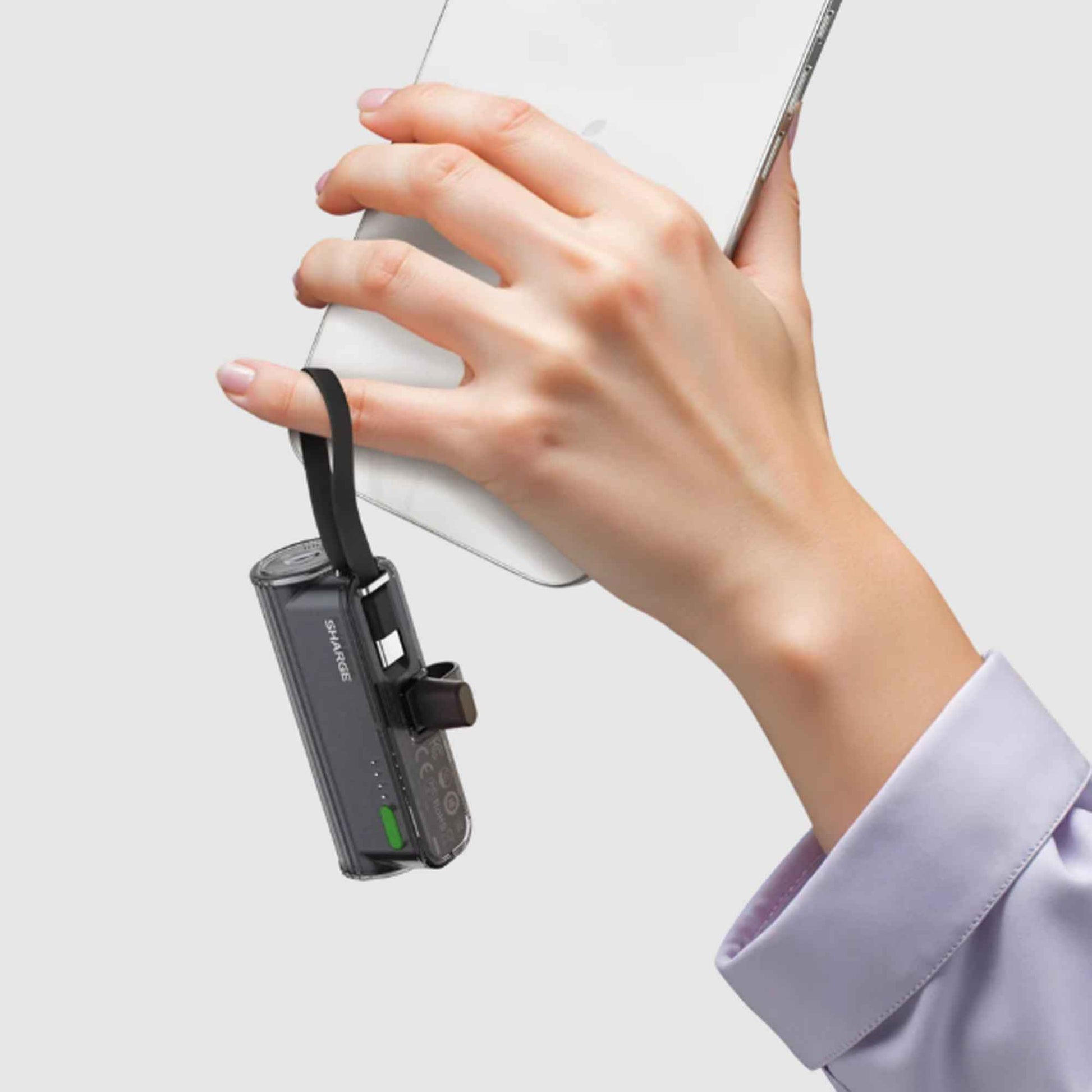 Sharge Flow Mini 2 - Swappable USB-C & Lightning Connector with Built-in USB-C Cable