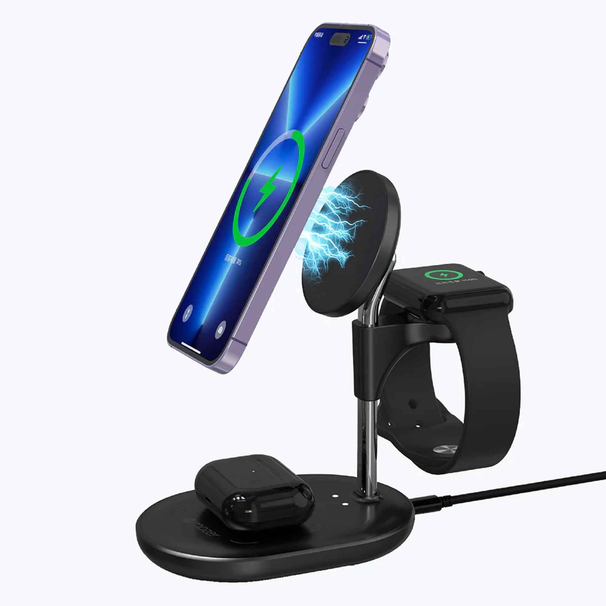 Mazer MagDesk 3-in-1 Magnetic Wireless Charger Stand 15W Ultra-Fast Charging