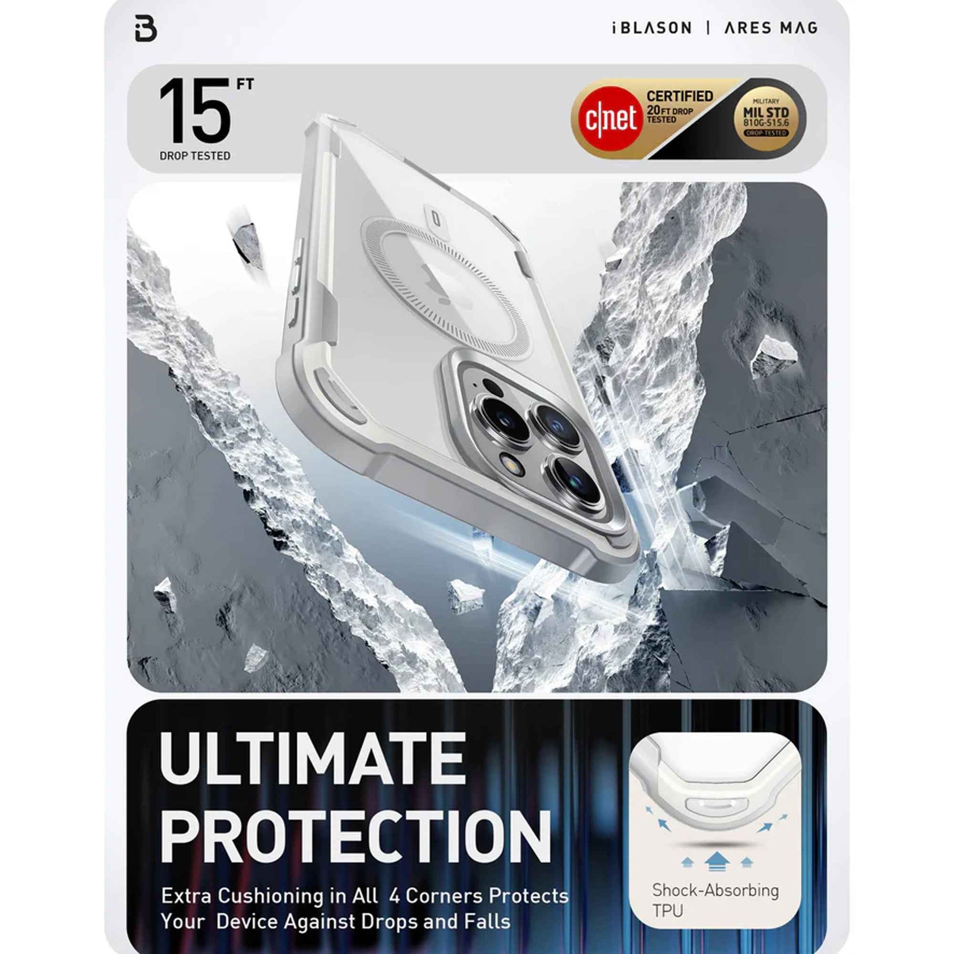 i-Blason Ares Mag Case for iPhone 15 Pro Max / 15 Pro with Built-in Screen Protector & MagSafe Compatible