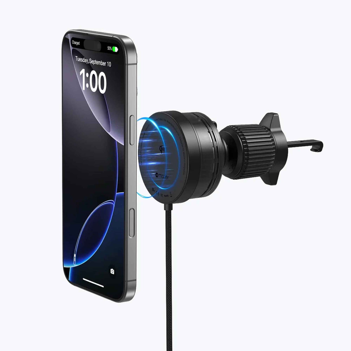 Mazer MagTap Pro Air Vent - Magnetic Air Vent Car Mount with Qi2 15W Charging
