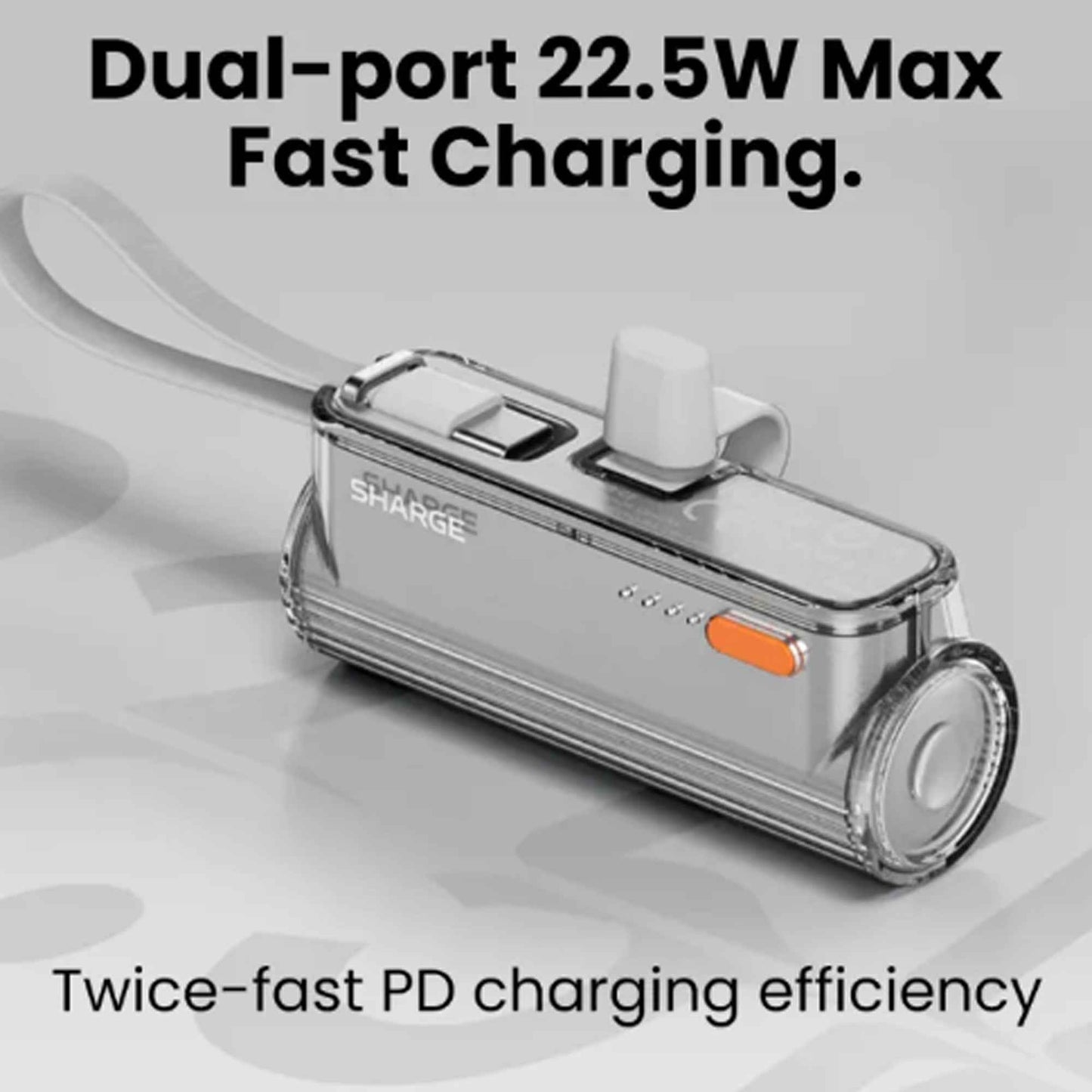 Sharge Flow Mini 2 - Swappable USB-C & Lightning Connector with Built-in USB-C Cable