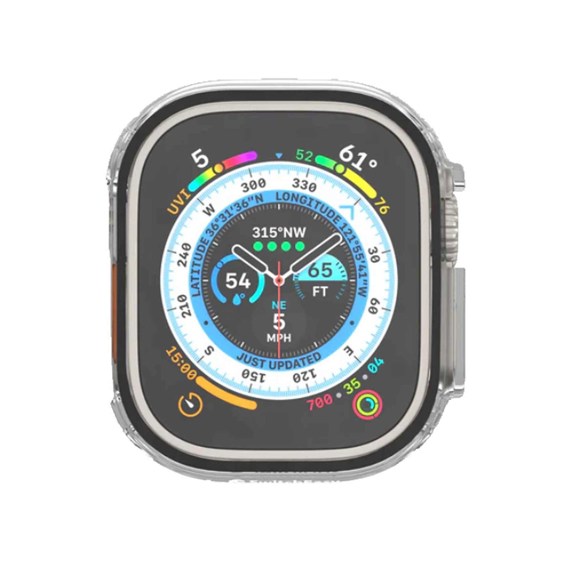 SwitchEasy Hybrid Case for Apple Watch 45mm ( Series 9 / 8 / 7 ) 9H Tempered Glass Case with Build-In Screen Protector