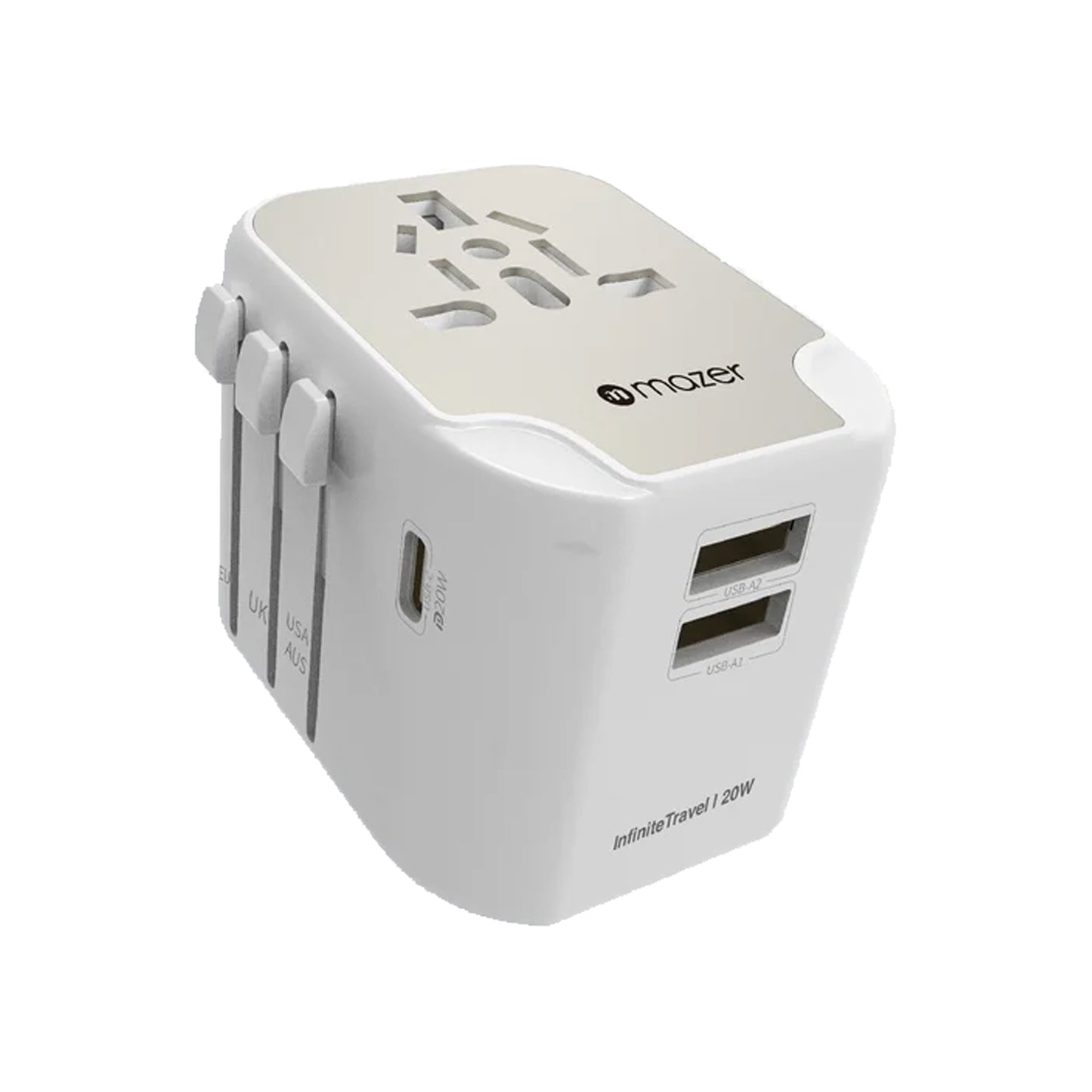 Mazer Infinite Travel PD20W Universal Travel Charger ( 3 USB Ports + 1 AC Socket )