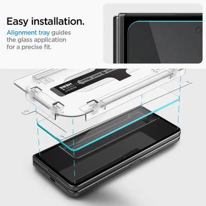 [2 PACK] Spigen Glas.tR EZ Fit Glass Screen Protector for Samsung Galaxy Z Fold 6 / Fold 5 with Auto-Alignment Installation Kit - Clear - Forexengineer -Malaysia- 8809896748766-8809971229074